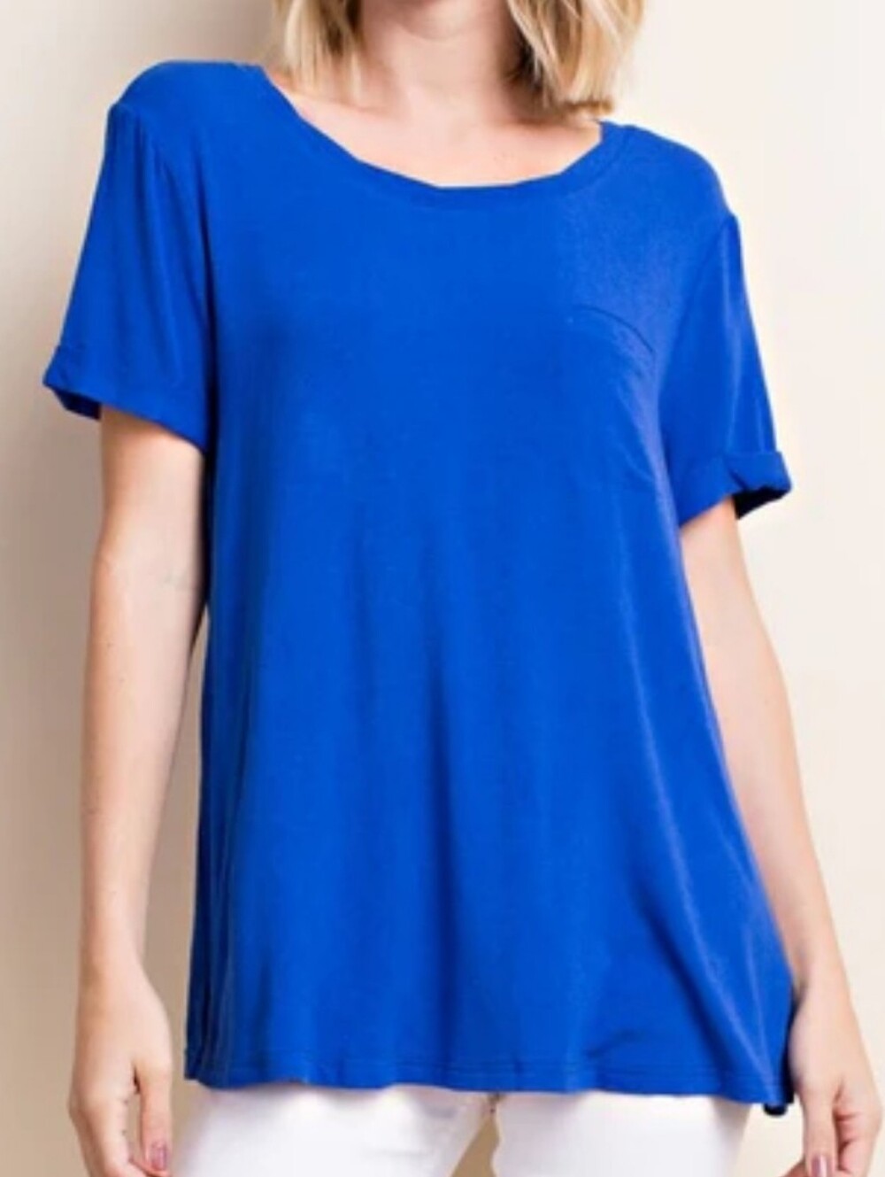 Ellen Tracey XXL Cobalt Blue Tunic T-shirt Soft Stretch Splits